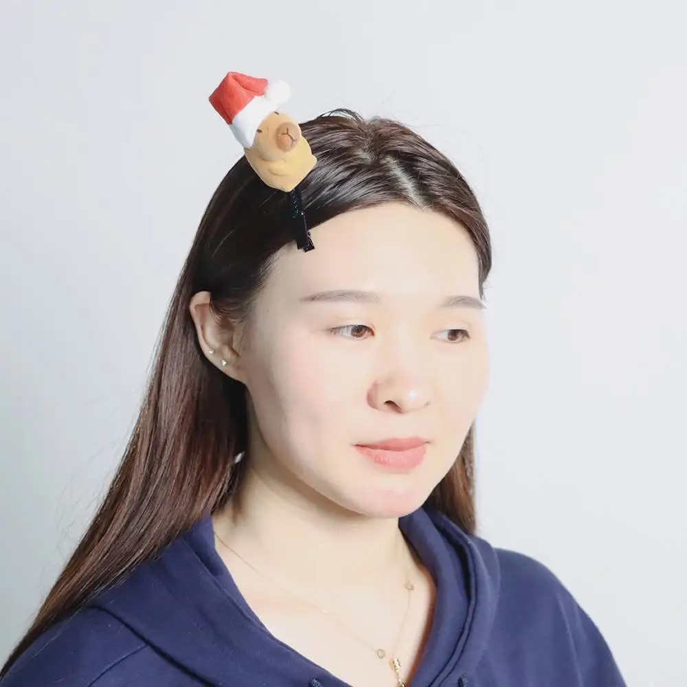 6 قطع لطيف الكرتون كابيبارا الربيع مشبك شعر 3D أفخم دبوس الشعر مضحك كابيبارا إكسسوارات الشعر DIY Kawaii الأطفال أغطية الرأس