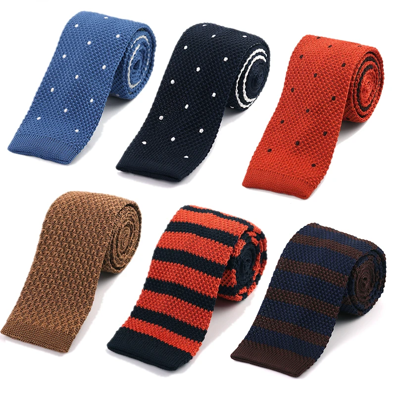 Tailor Smith Fashion Male Slim Stripe Designer 100%Polyester Knitted Neck Ties Cravate Narrow Skinny Polyester ties for men gift