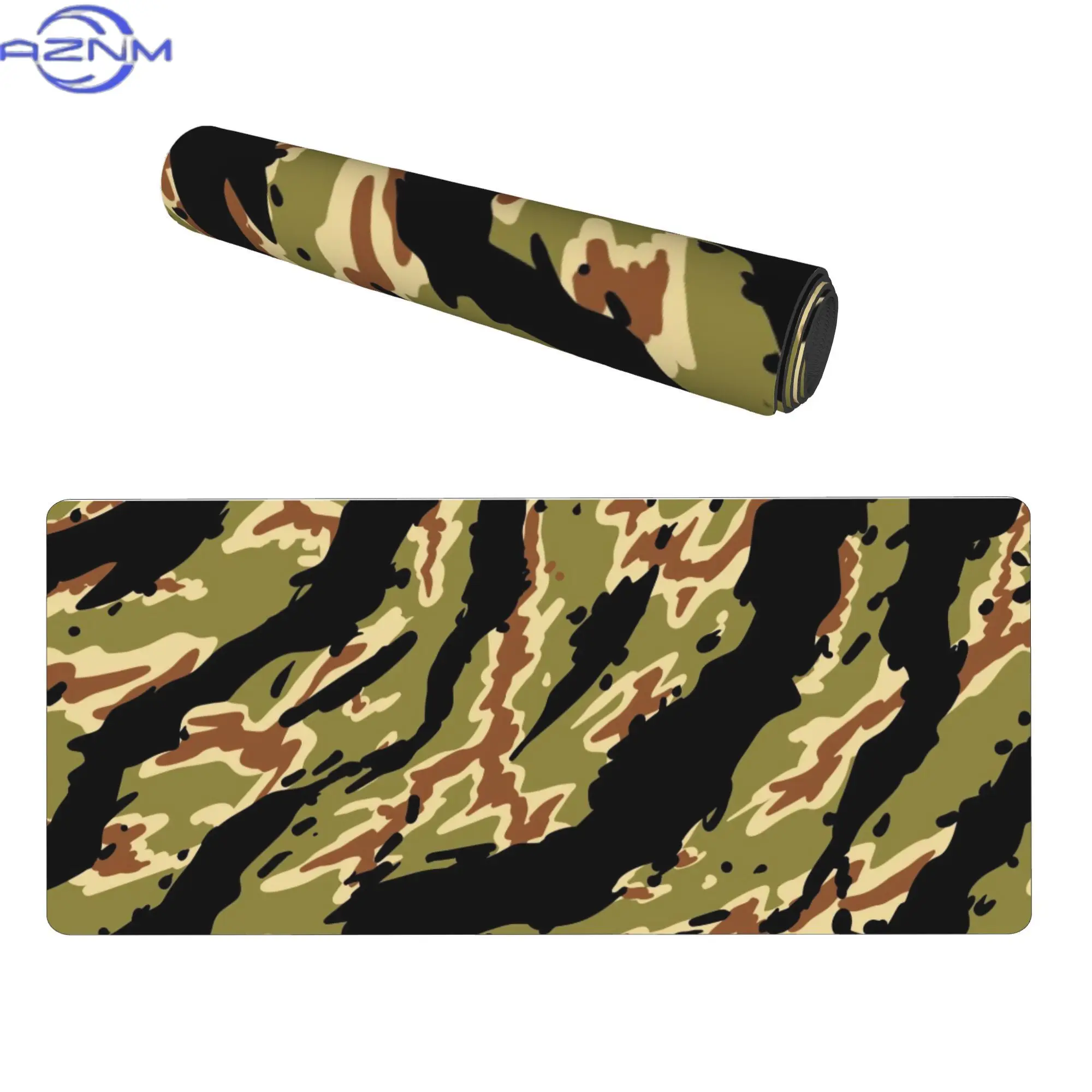 Vietnam Tiger Stripe Camouflage Pattern. Green Camo Abstract Art Desk Mat for Creative Professionals - Turn Your Workspace Into