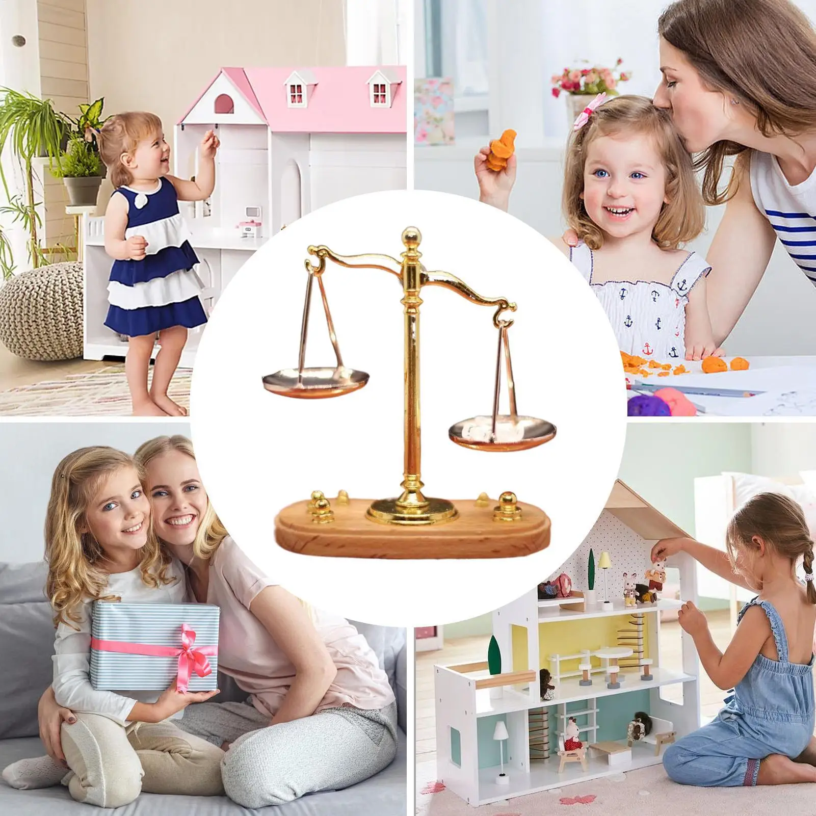 Miniaturowe wagi balansujące 1:12 Realistyczne kreatywne zabawki naukowe dla dzieci Mini waga sprawnicza Figurka wagi do łazienek