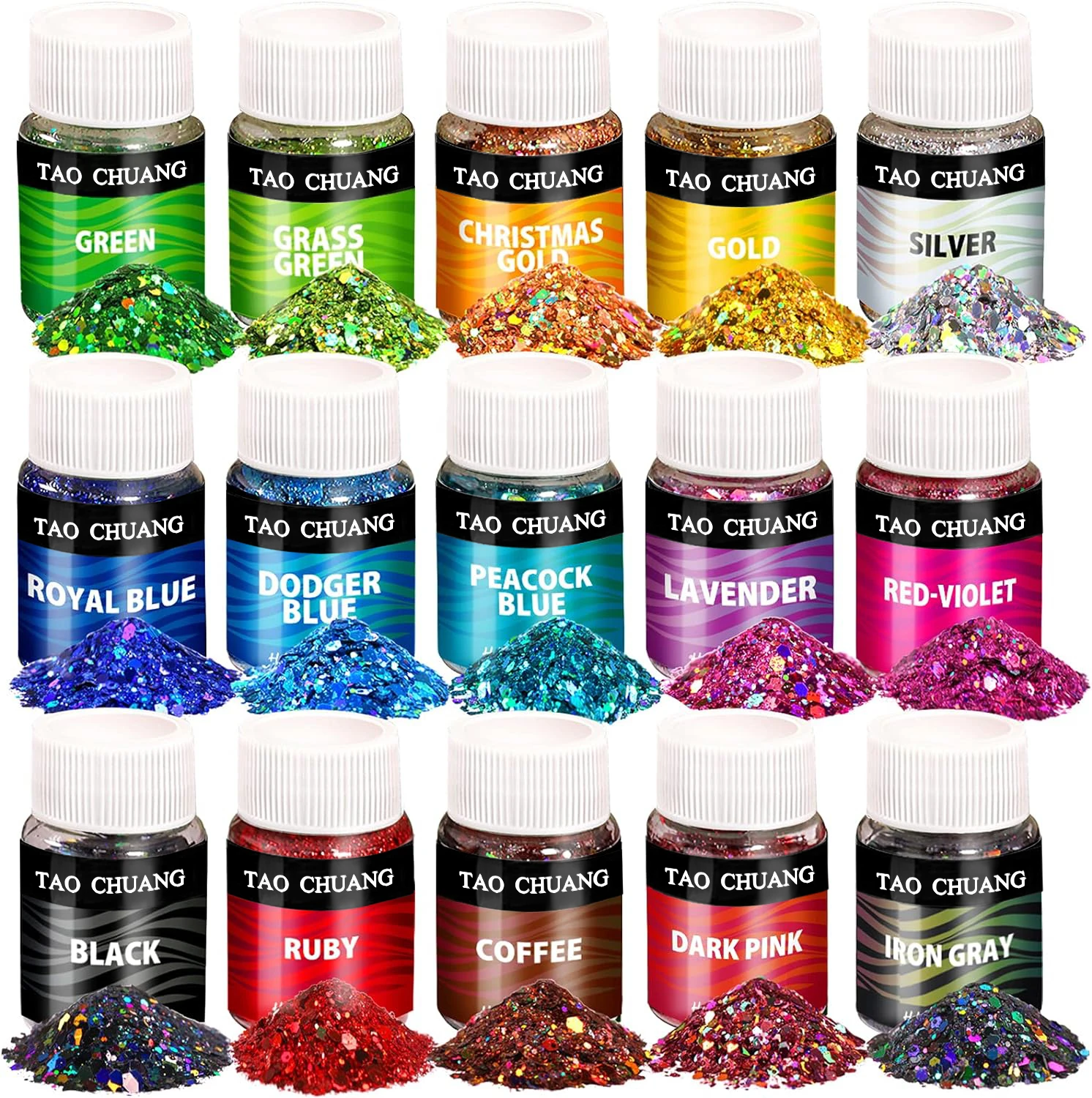 

Holographic Chunky Glitter, 15 Colors Craft Glitter for Resin, Nail Glitter, Festival Cosmetic Eye Hair Face Body Glitter