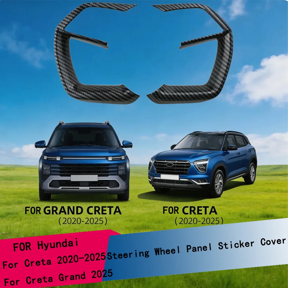 Juego de 2 Cubiertas Decorativas de Volante con Lentejuelas ABS para Hyundai Creta 2020-2025 y Creta Grand 2025, Accesorios Interiores para Auto