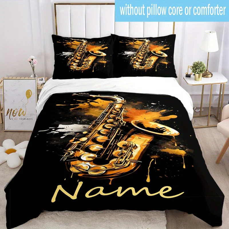 Name Custom Bedding Set Golden Instrument Polyester Duvet Cover Single Twin Queen King Size for Home Decoration Birthday Gift
