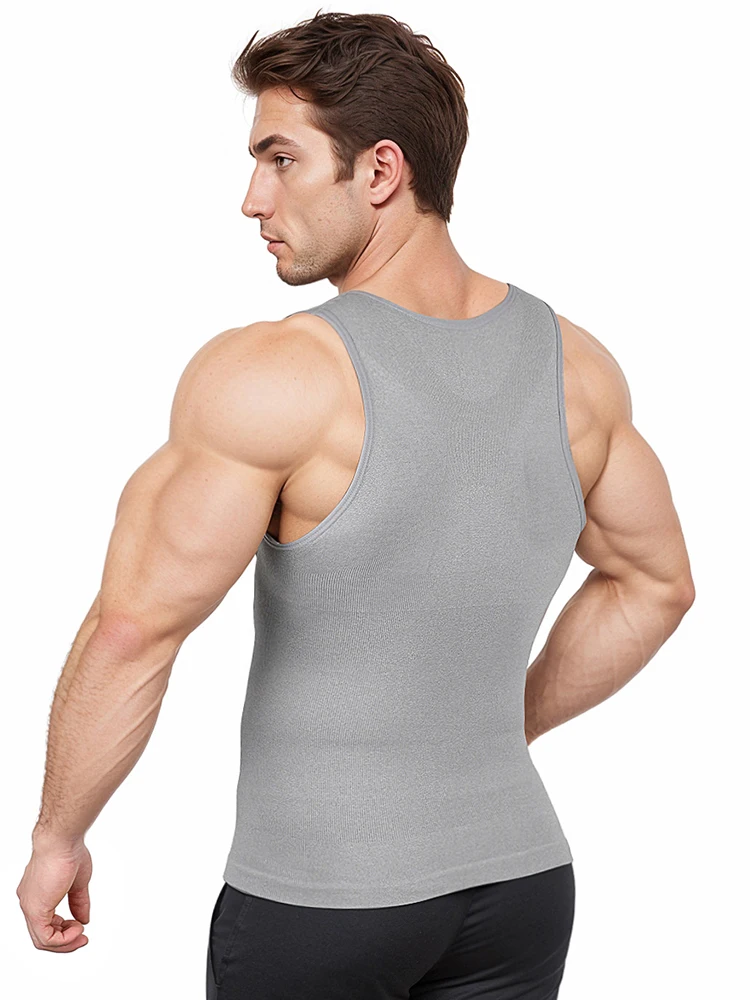 Mens Muscle Dry Fit Compression Tank Top Slimming Body Shaper Vest Shirts Abs Abdomen Slim Gym Workout Undershirt