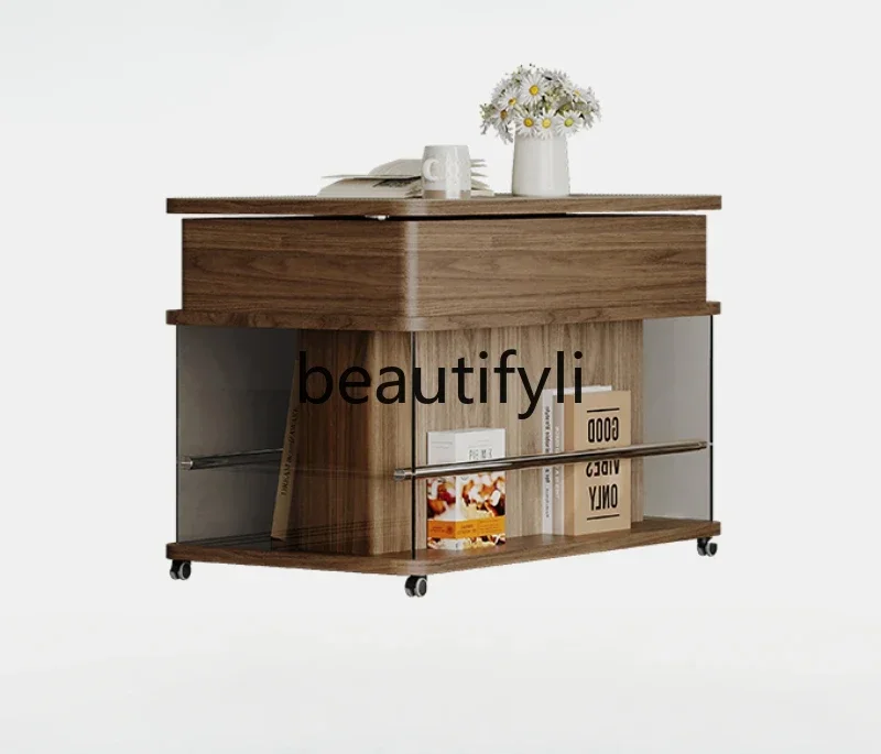 FG11Cart sofa edge few removable lift living room glass stainless steel bedroom bedside table