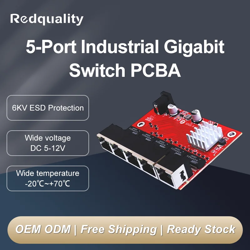 5-Port Gigabit Ethernet Switch 1000 Mbps Network Internet Port Network Switch PCBA Board 5-12 V Power Supply 1/3/5/10 PCS