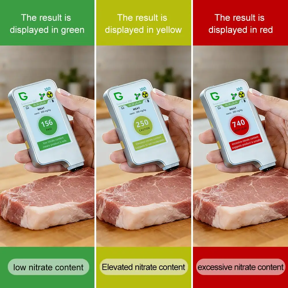 Medidor de Nitratos Greentest para Pescado, Frutas, Vegetales y Carne, Medidor de TDS, Medidor de Radiación, Detector de