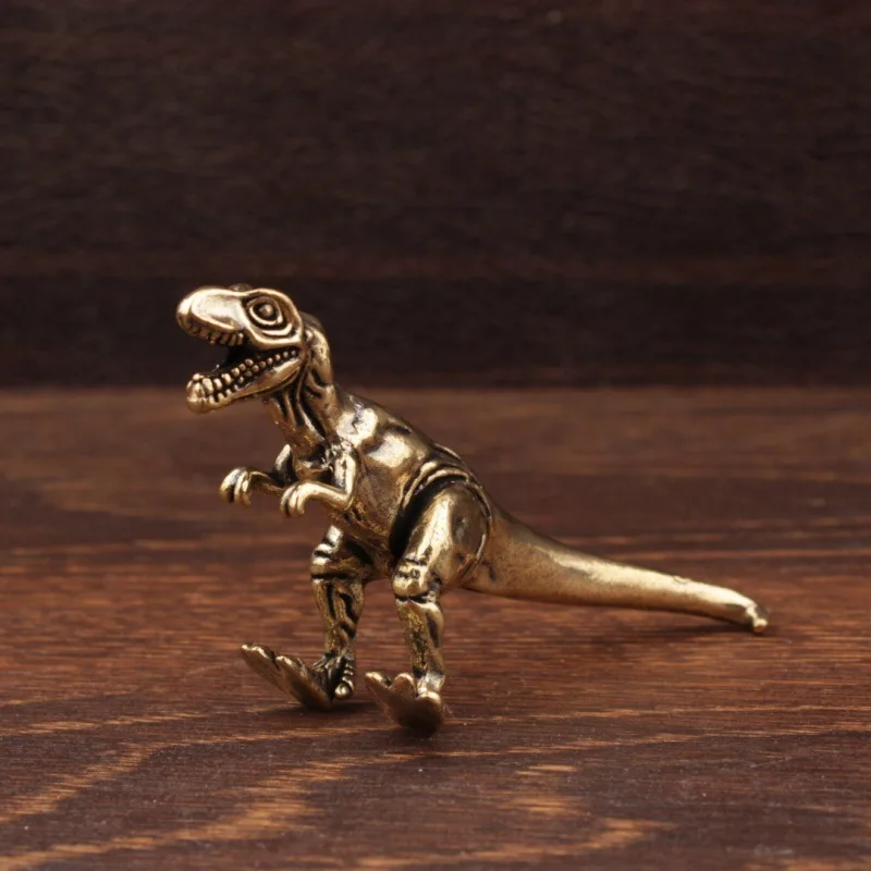 Brass Tyrannosaurus Rex Statue - Realistic Dinosaur Sculpture for Office Desk Decor, Tea Pet, Dinosaur Collector's Gift