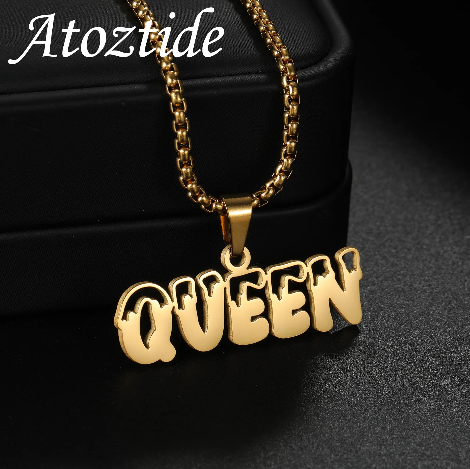 

Ожерелья с индивидуальным именем Atoztide для женщин и мужчин, ювелирные изделия из нержавеющей стали, подвеска в виде снежинки, цепочка-чокер, персонализированный подарок на день рождения