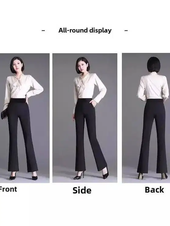 

Spring Autumn Bootcut Pants Women Slimming Versatile K Casual Pants Low Waist PVC Material for Middle-Aged Women