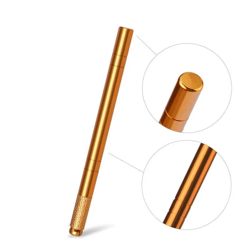 Handleiding 3D Wenkbrauw Tattoo Microblading Pen Permanente Make-Up Pistool Roestvrij staal Tattoo Supplies + 5Pcs12 Pins Platte Mes Naalden