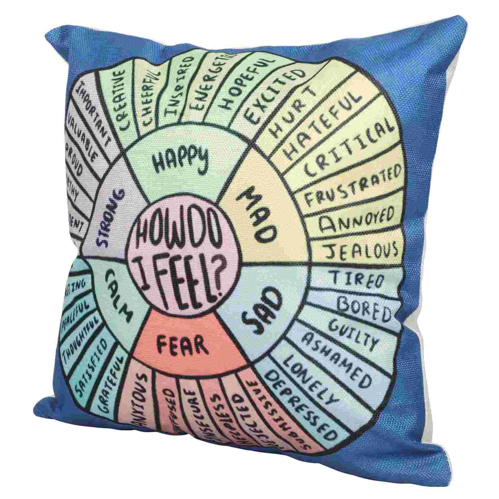 

Wheel of Emotions Feelings Home Bedroom Cushion Pillow Covers Sofa Couch Decorative Square Throw Pillow Case Decorative Pillow C