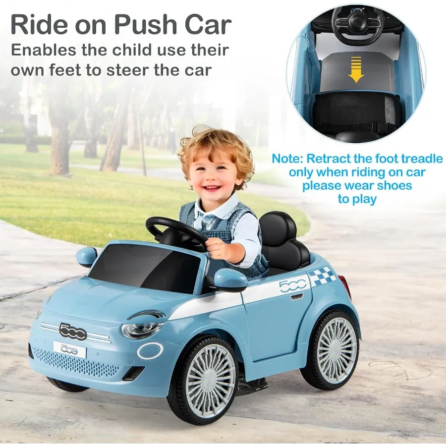 عربة فيات 500 المرخصة على دفع السيارة بواسطة 3 في 1 عربة أطفال منزلقة للمشي مع مسند للقدمين قابل للسحب ومقبض للتحكم في الوالدين #4