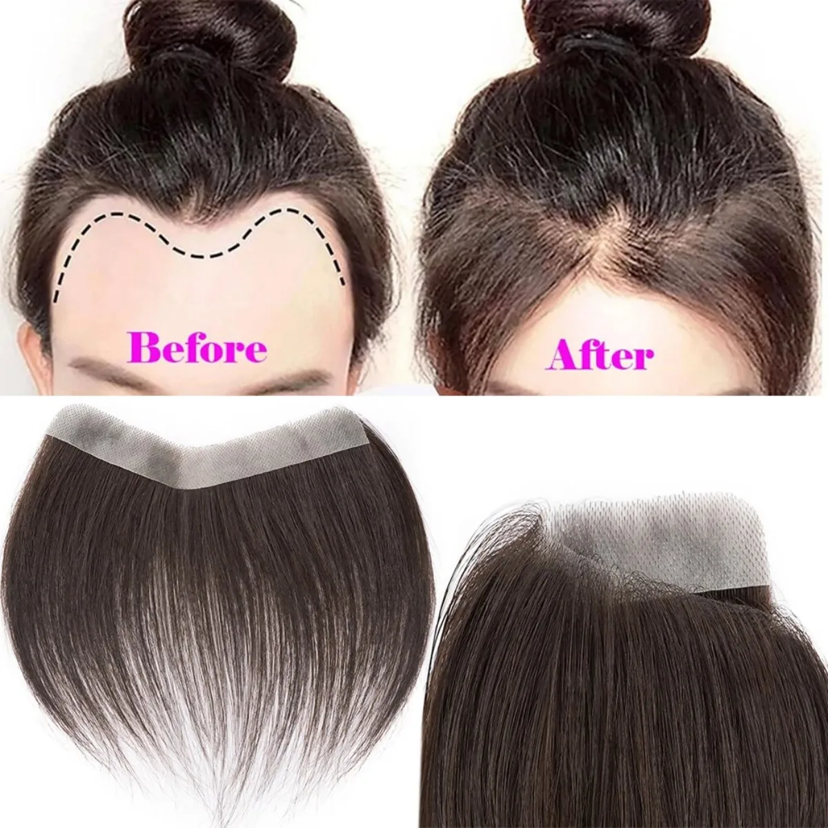 Straight Real Hair Forehead Patch Topper