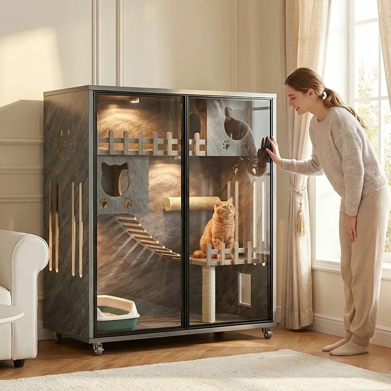 

Customizable Universal Wooden Cat Villa Cabinet Indoor Eco-Friendly Multi-Level Cat Villa with Climbing Frame