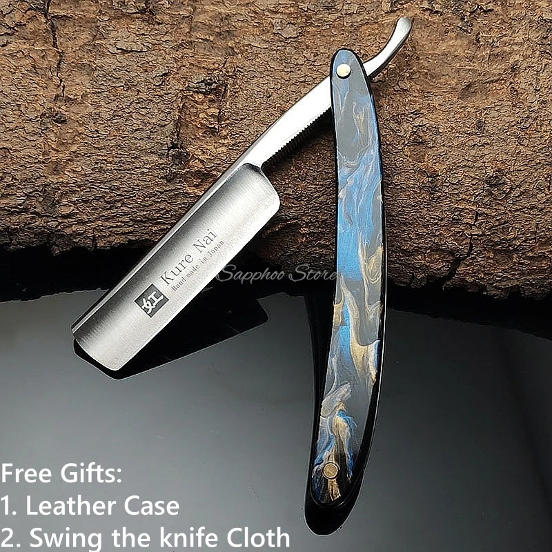 3pcs/set S45C High Carbon Steel Straight Edge Razor Professional Hair Salon Beard Shaver Acrylic Steel Handle Beautician Tools