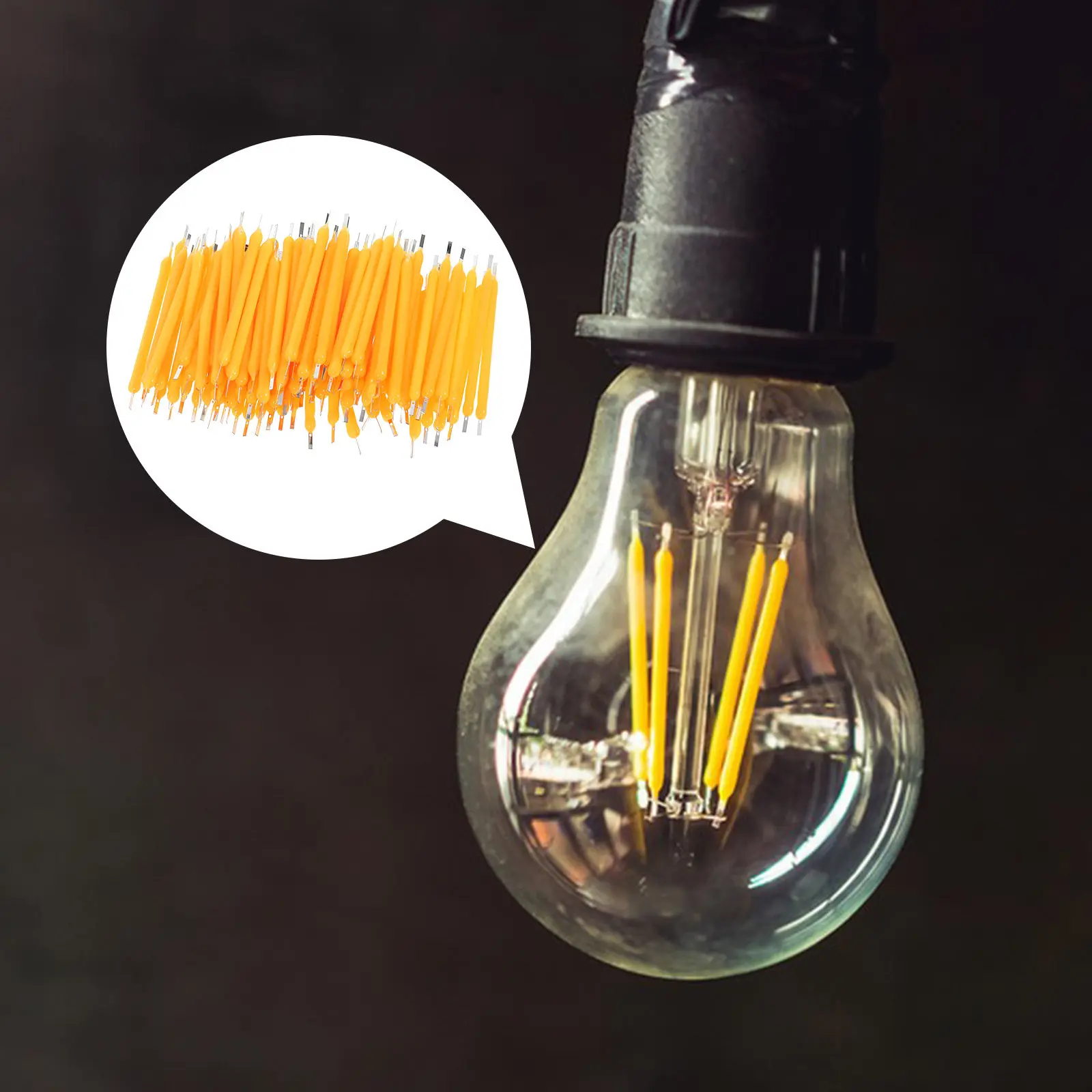 100Pcs LED Filament Parts Hard Filament 38Mm Energy Saving Replacement for Indoor Lighting Bulb Accessories Lamp Parts