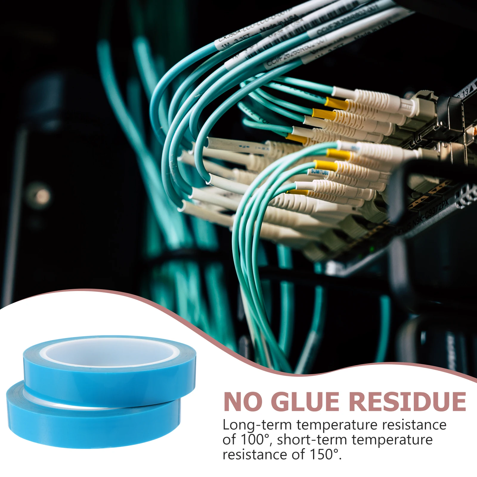 

2 Rolls Adhesive Tape Blue Adhesive Tape 20mmx50m High Temp No Residue Fridge Freezer Door Fixing Sealing Strip
