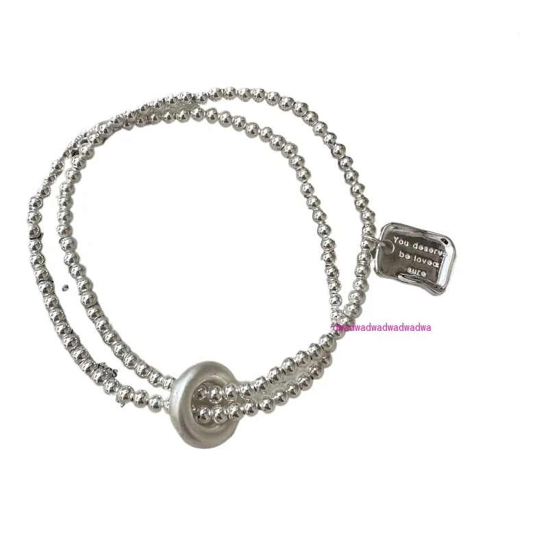 

S925 серебро корейская версия эластичная веревка простой браслет из бисера с буквами корейский стиль модные украшения