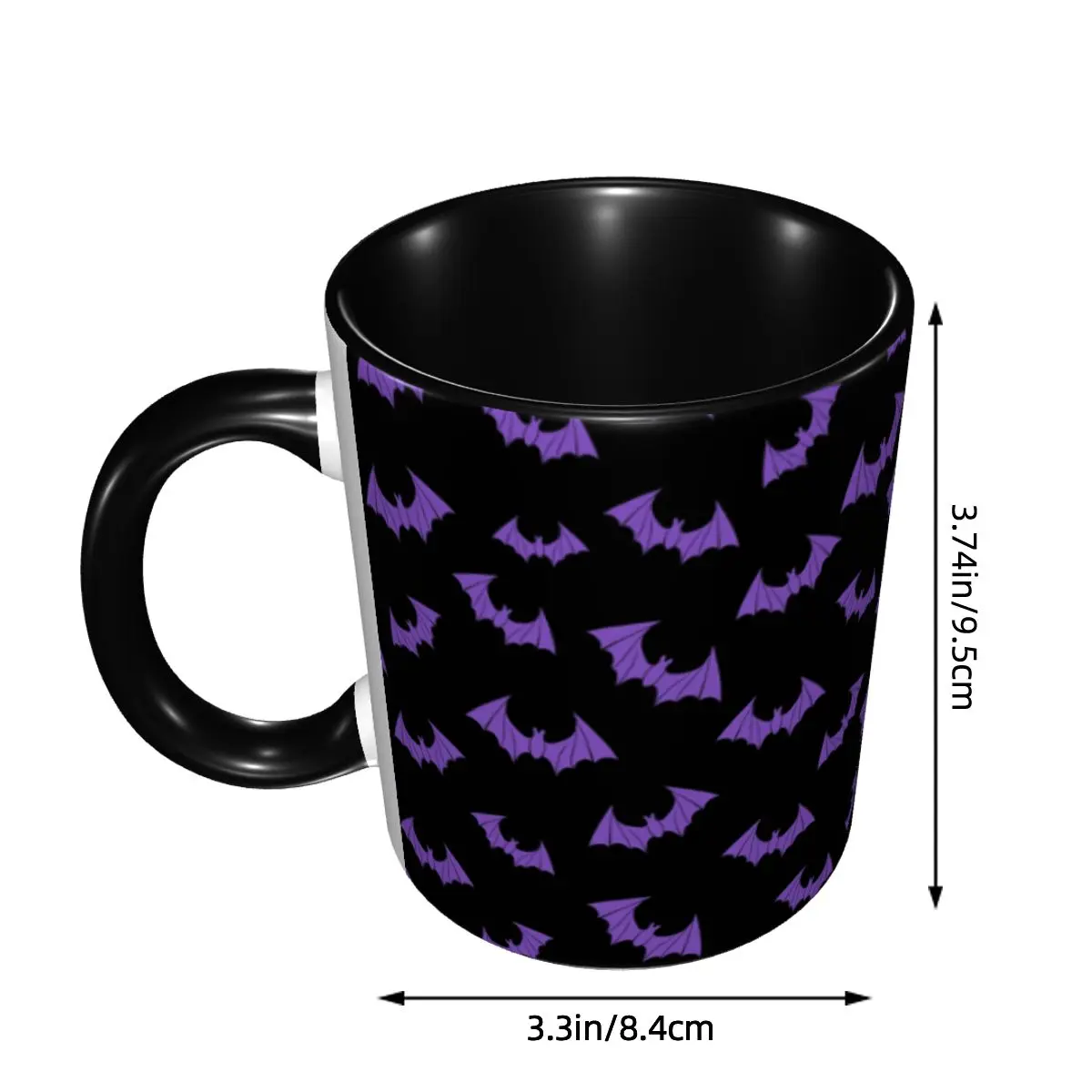 DIY Cute Spooky Halloween Bats Black And Purple Ceramic Mug Custom Coffee Cups Creative Present