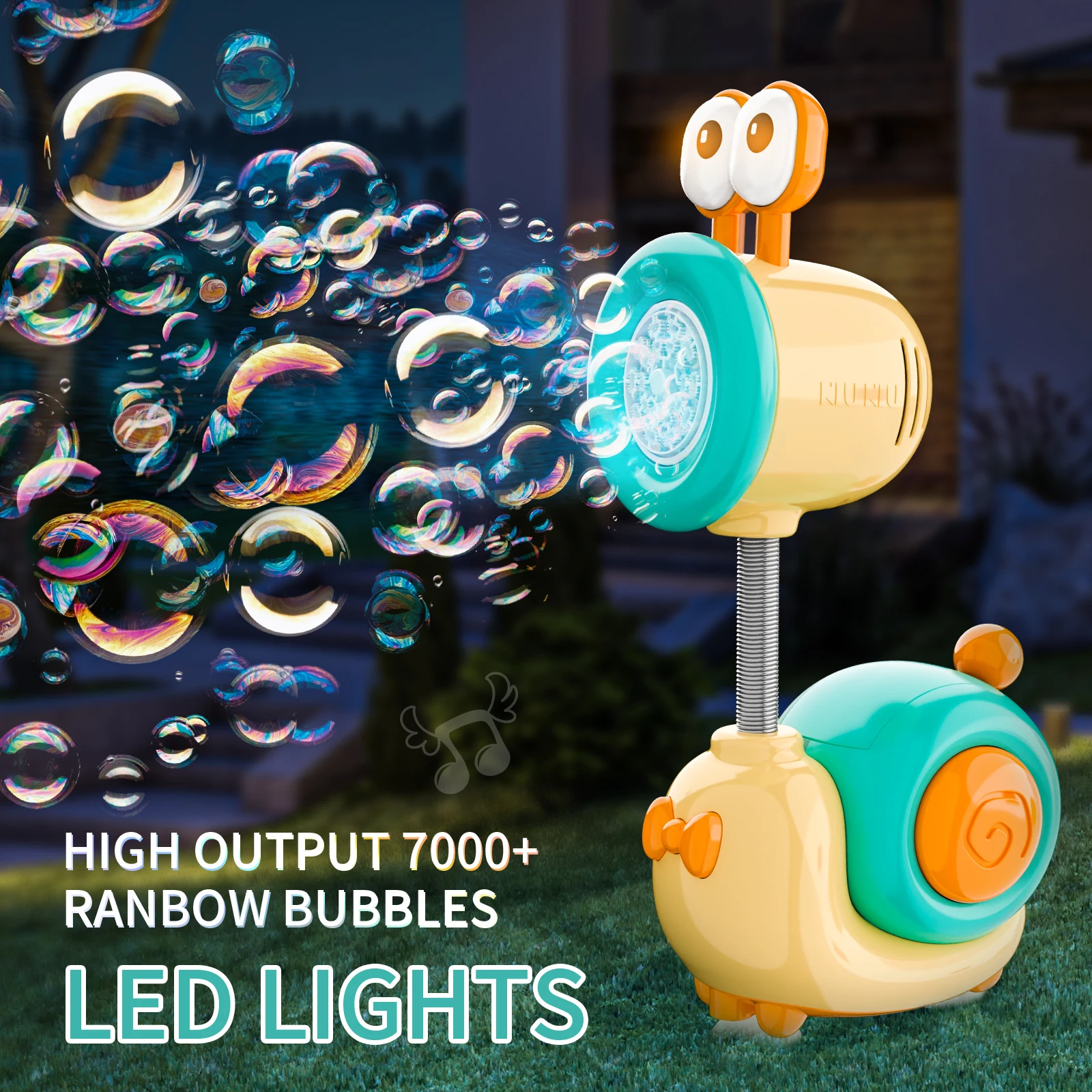 

Snail Electric Bubble Gun Kids Toy Fully Automatic Bubbles Machine with Light 20 Holes Maker Party Outdoor Games Children Gift