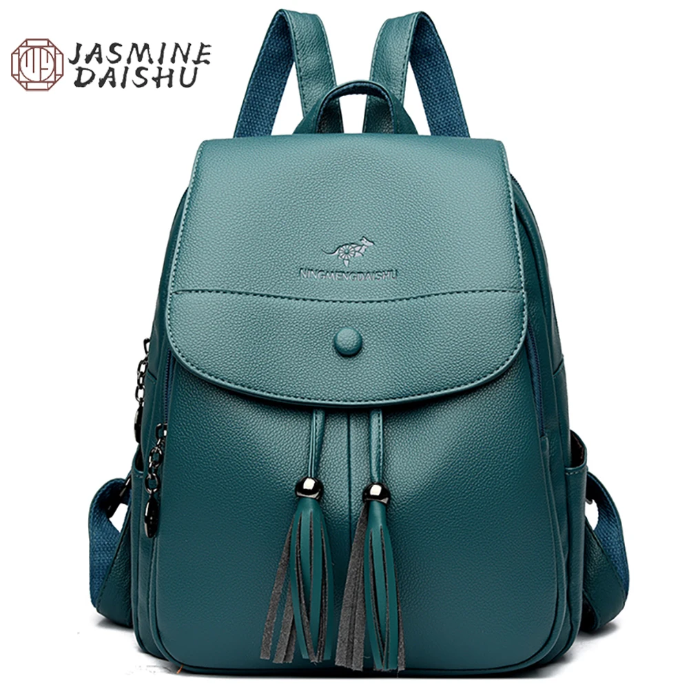 Women tassels Backpack Casual Back Pack for Women High Quality Leather Backpacks Female School Bags for Teenage Girls Sac A Dos