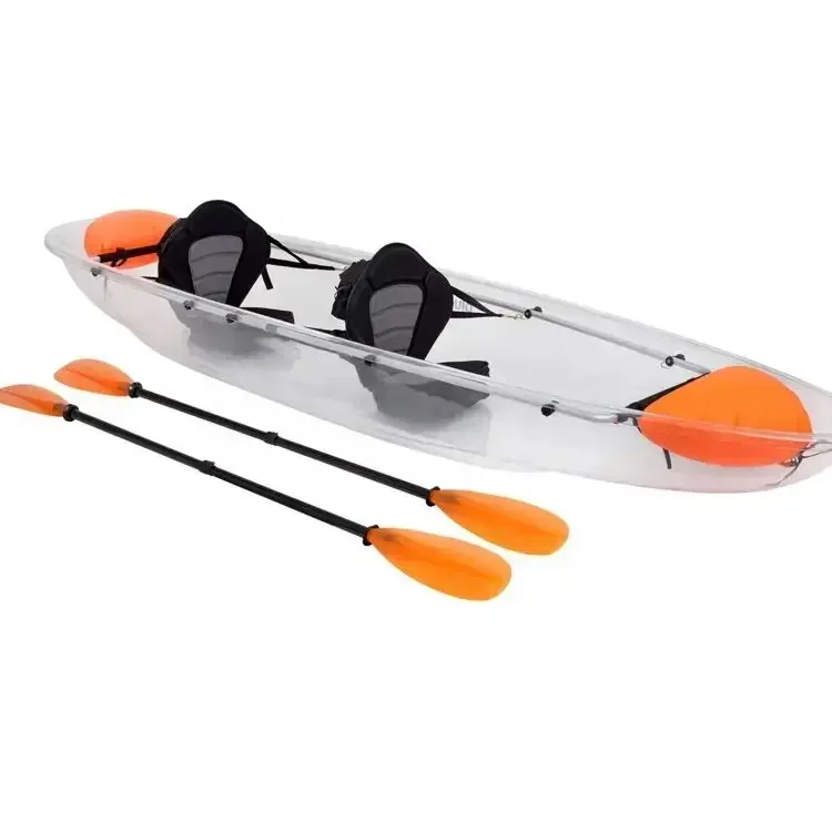 High Quality 2023 Popular PC Transparent Boat Canoe Double Kayak Multi-Person Water Canoe Transparent Boat Clear Kayak 2 Person