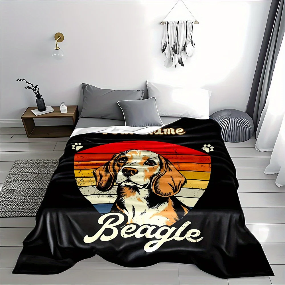 Personalized Beagle Dog Blanket Throw 150x200cm Cozy Pet Lover Gift for Dog Mom Plush Throw Blanket