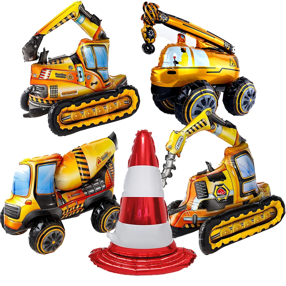 Construction Birthday Party Decor Happy Birthday Excavator Foil Balloon 31'' Engineering Vehicle Dump Truck Party Balloons Decor