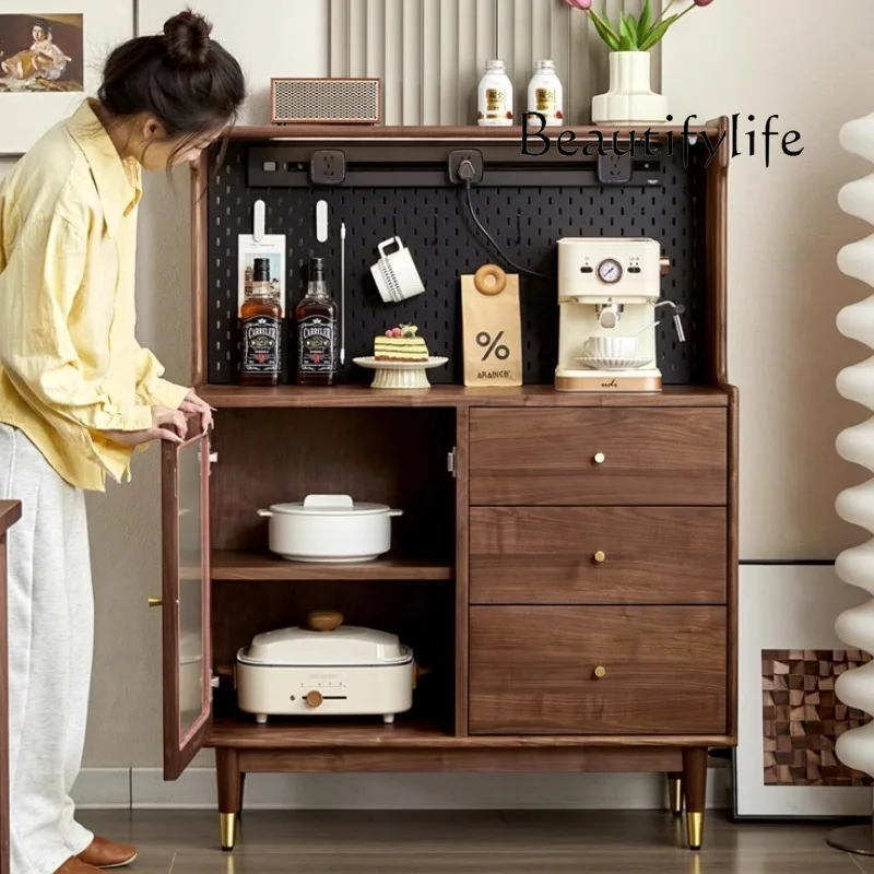 

North American black walnut dining side cabinet modern simple solid wood storage living room storage display high sense