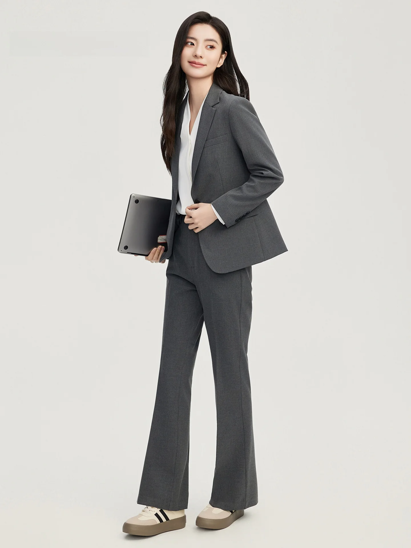 

Good Young ey Women's Suit Set Slim Fit Flared Pants Profional Interview Busin Commuting Anti-Wrinkle Polyester Fiber