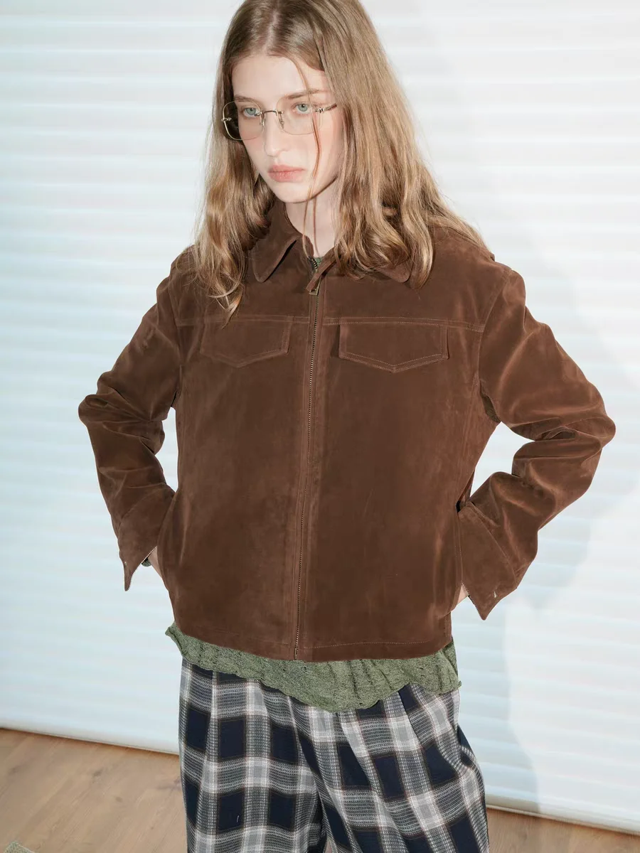 

Bomber Jackets Long Womens Autumn Blends Color-Clashing Snap-Button Elastic Artistic Patchwork Cuffed Funky Leisure Youthful Ins