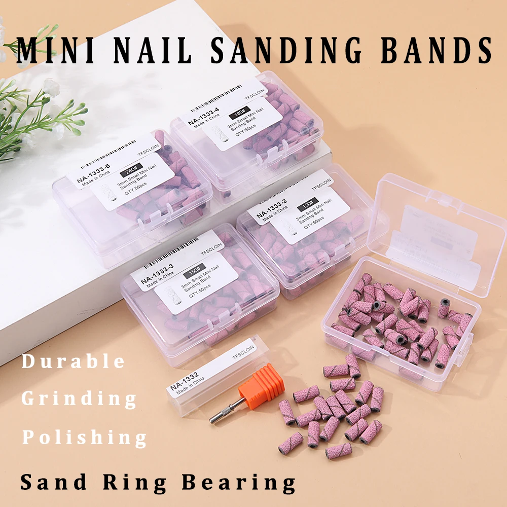 

50pcs/box Sanding Bands For Nail Art - 80/120/150/180/240 Grit - Mini Nail Drill Bits For Manicure And Pedicure