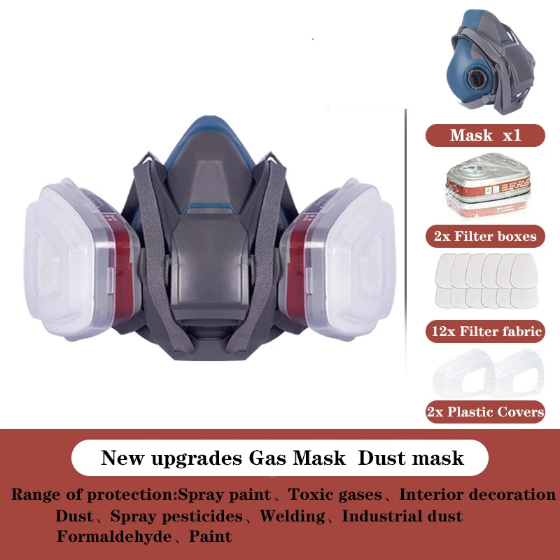 

17 in 1 Dust Gas Respirator Half Face Dust Mask For Painting Spraying Organic Vapor Chemical Gas Filter Work Safety For