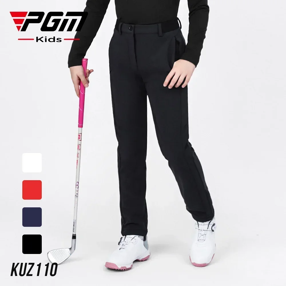 PGM Autumn Winter Waterproof Children Golf Trousers Thick Keep Warm Long Pant Boys girls Plus Velvet Golf Pants Windproof KUZ110