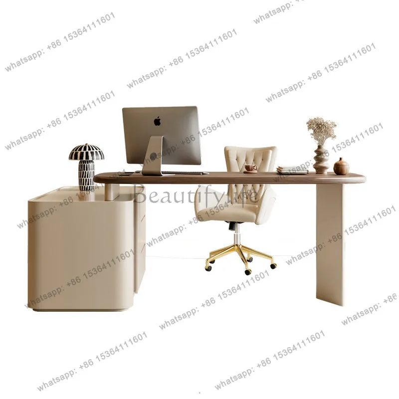 

Medieval Cream Style Light Luxury Modern Office Boss Computer Desk
