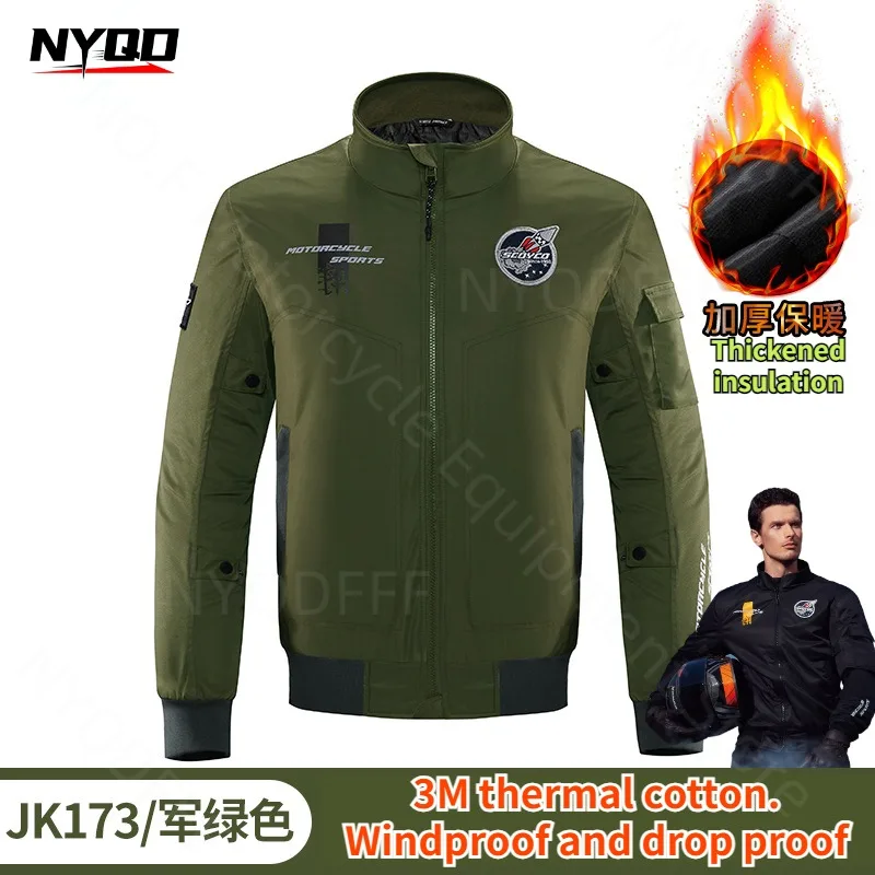 SCOYCO Riding Suit Winter Thickened Warm Detachable Anti-fall Protective Gear Racing Suit Men's Pilot Jacket Motorcycle Suit