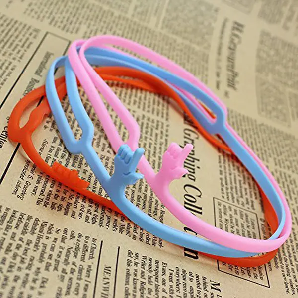 3Pcs Fun Silicone Finger Pointing Bookmarks Bright Orange Blue Pink Elastic Silicone Book Marks for Page Holding Reading