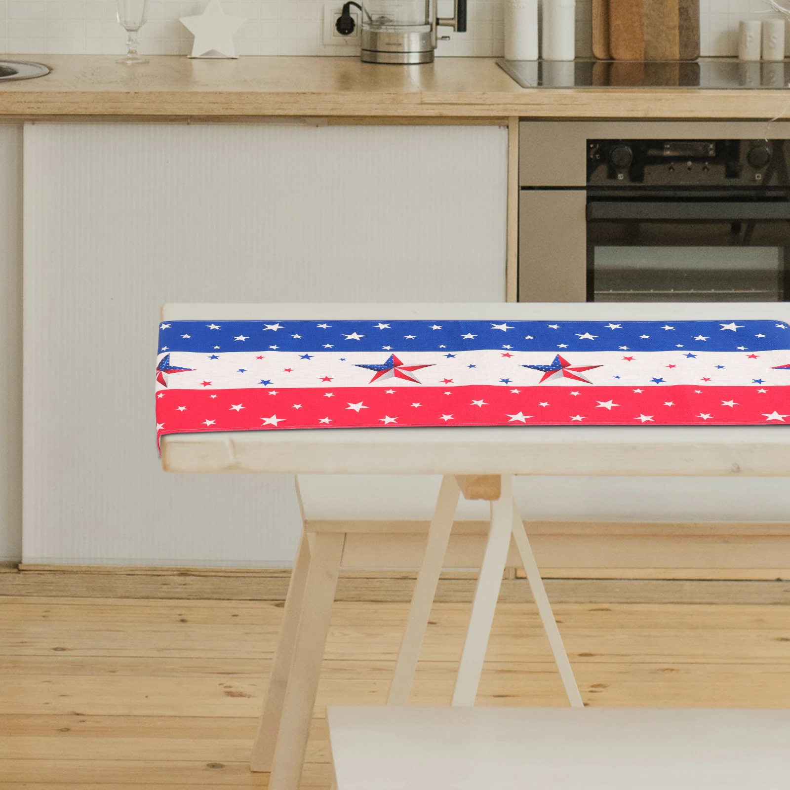 

American Flag Table Runner Cotton Linen Patriotic Cloth Bright Colors Independence Day Party Supplies Home Decoration