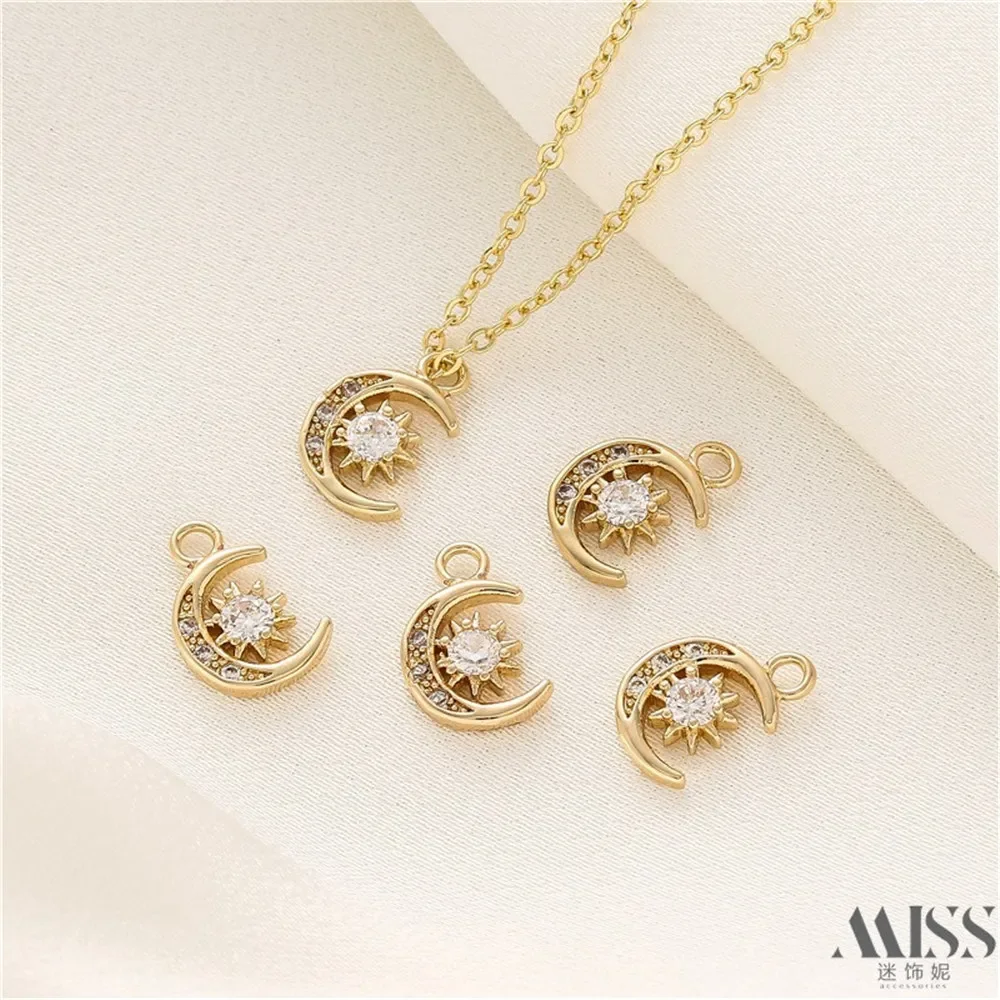 

14K Gold Color-preserving Zircon Star Moon Pendant, DIY Accessories, Handmade Bracelets, Necklaces, Jewelry, Charm Pendants.