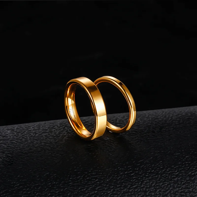 Somen 2mm/4mm Women Rings Thin Tungsten Carbide Ring Gold Color Polished Classic Men's Ring Simple Round Wedding Band