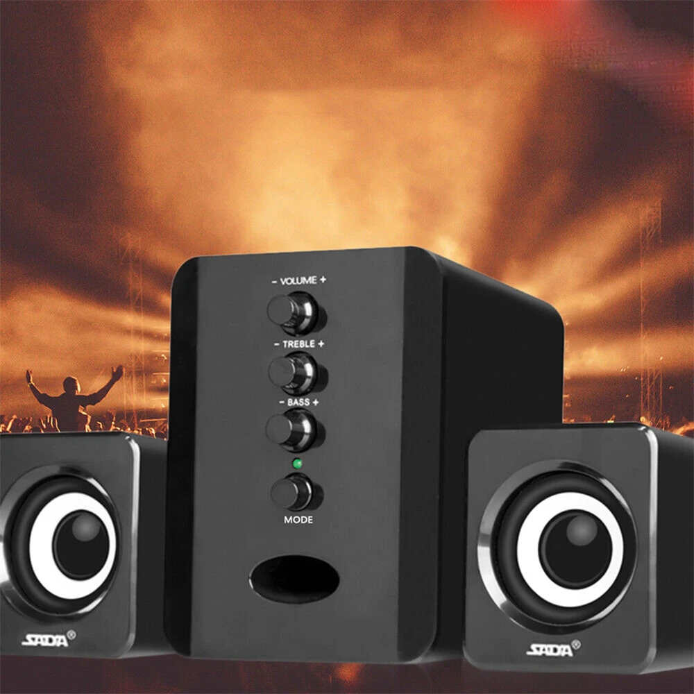 Stereo Bass Sound Computer Speakers Subwoofer3.5mm USB Wired for Desktop Laptop