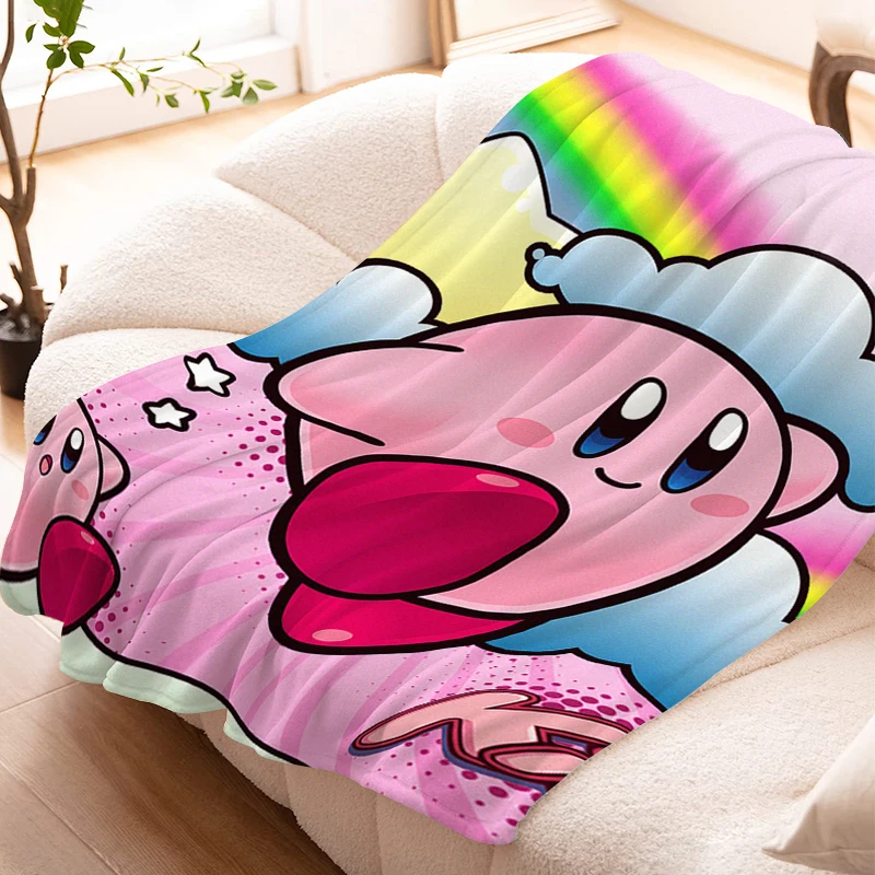 Flannel Sofa Blankets for Winter K-Kirbys Cute Warm Bed Fleece Camping Custom King Size Fluffy Soft Blankets Microfiber Bedding