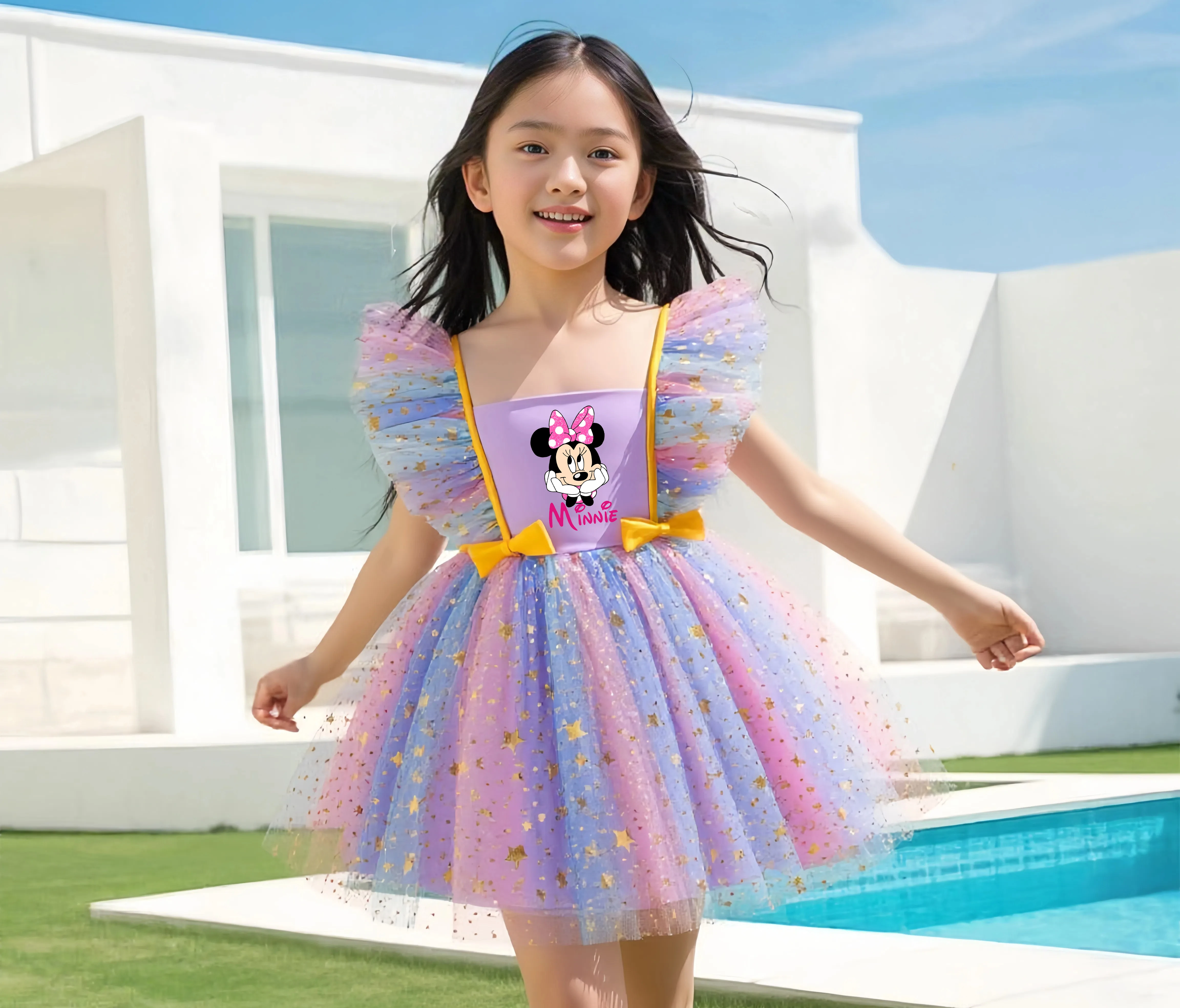 

Mickey Minnie Baby Prinsess Dress Girls Birthday Party Dresses Kids Christmas Children Sleeveless Tulle Tutu Clothings 1-5Y