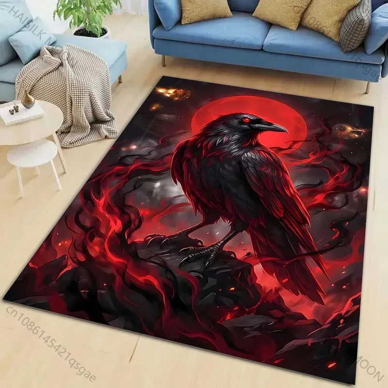 New product Red moon raven red fog  Carpet for Living Room Bedroom Bedside Floor Mat Cloakroom Children Playing Mat Area Rug