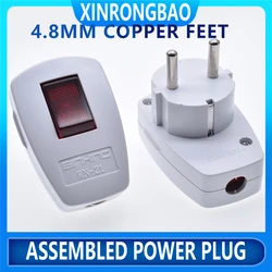 Germany Schuko Rewireable Power Plug Wih on-off Power Swtich red light 250V10A EU CEE 7/7 Standard Adapter Receptacle Connector