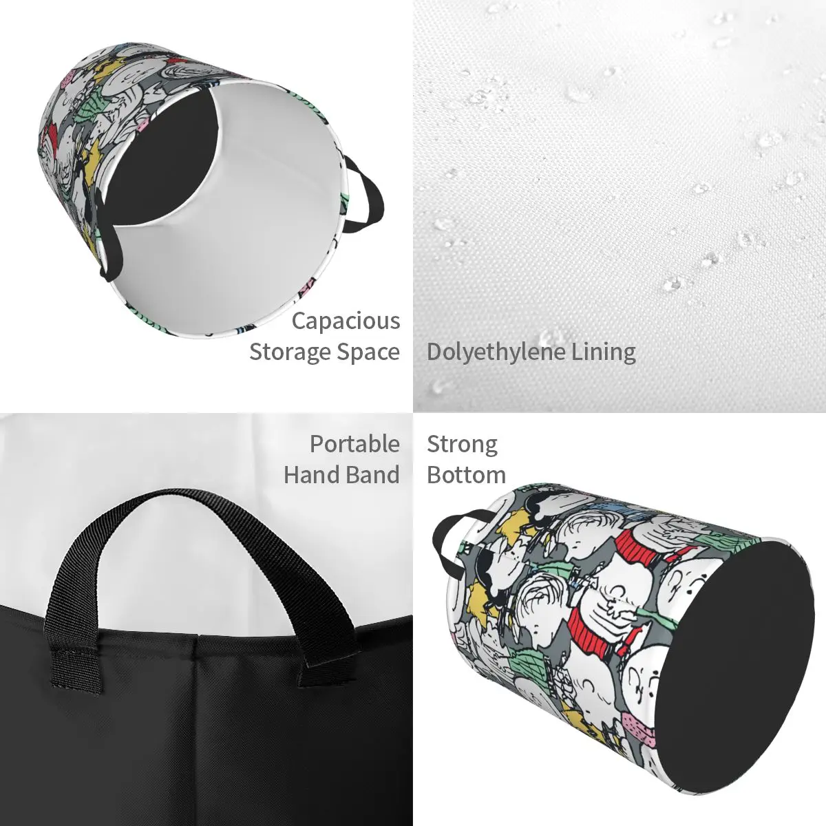 Custom S-snoopies Anime Laundry Basket Collapsible Dog Cartoon Toy Clothes Hamper Storage Bin for view 4