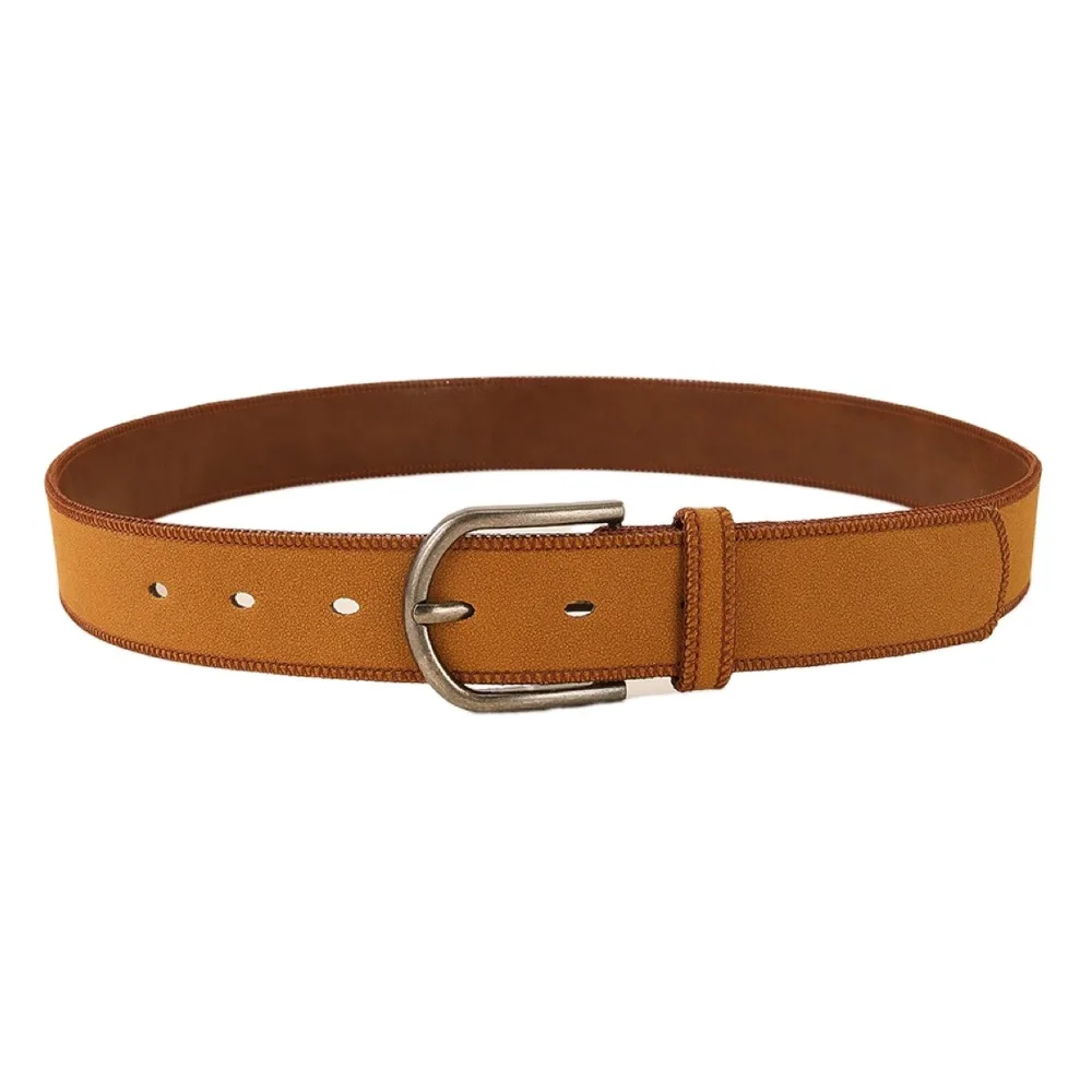 

Trendy PU Leather Suede Belt Pin Buckle Luxury Design Frosted Waist Belt Retro Simple Versatile Waistband For Women