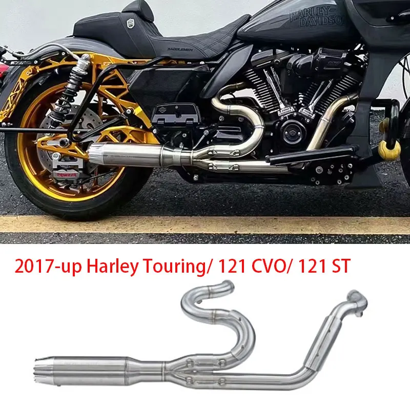 Motorcycle 2-in-1 Full Exhaust System Complete Muffler Fit for 2017-up Harley Davidson Touring Road Glide Street Glide Road King