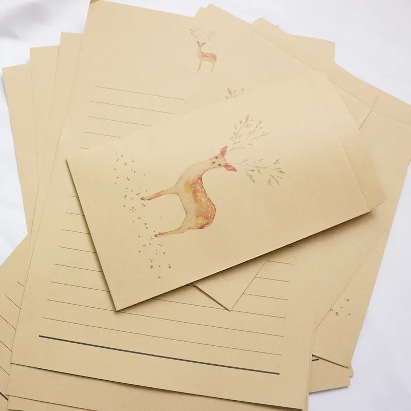 10pcs/lot Cute Forest Deer Envelope Paper Postcards Greeting Card Stationery School Supplies Gift Envelope